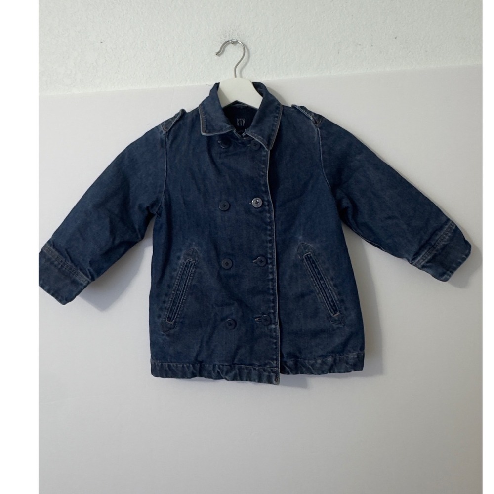 Baby Gap Denim Pea Coat Toddler 4 Years Blue Double Breasted‎ Jacket